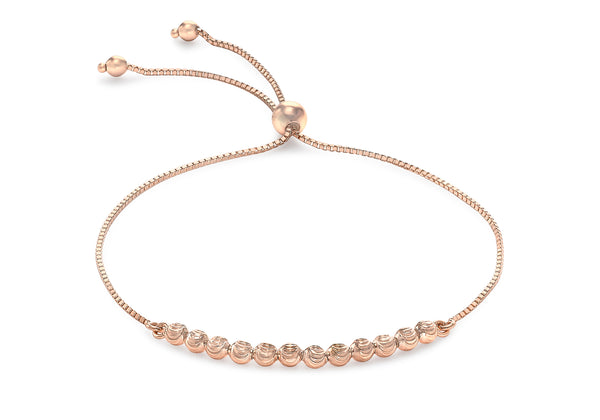 9ct Rose Gold Ball & Chain Adjustable Bracelet Maximum 23m/9"9