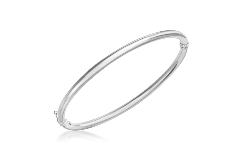 9ct White Gold Oval Tube Bangle