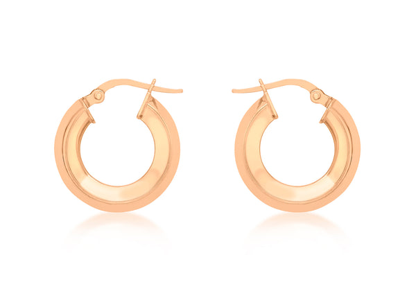 9ct Rose Gold 18mm Square Tube Creole Earrings