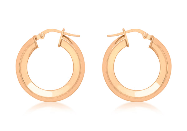 9ct Rose Gold 22mm Square Tube Creole Earrings