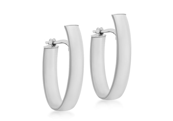 9ct White Gold 15mm x 28mm Polished Huggy Earrings