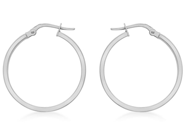 9ct White Gold 30mm Polished Creole Earrings