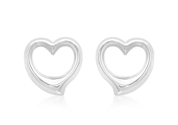 9ct White Gold Heart Stud Earrings