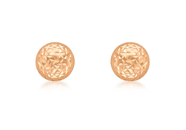 9ct Rose Gold 8mm Diamond Cut Dome Stud Earrings