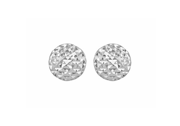 9ct White Gold Diamond Cut Pyramid Button Stud Earrings