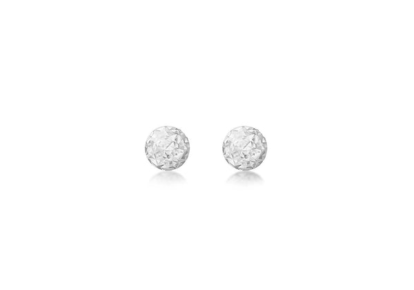 9ct White Gold 3mm Diamond Cut Ball Stud Earrings