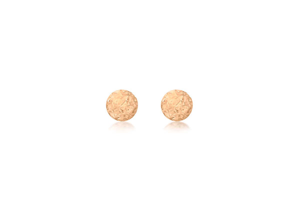 9ct Rose Gold 4mm Diamond Cut Ball Stud Earrings