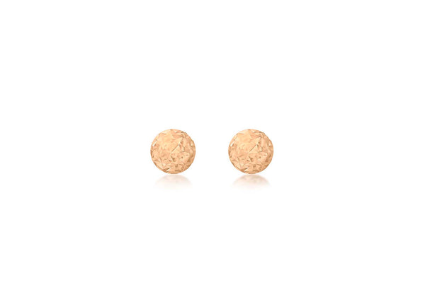 9ct Rose Gold 5mm Diamond Cut Ball Stud Earrings