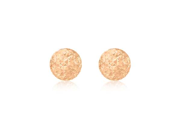 9ct Rose Gold 6mm Diamond Cut Ball Stud Earrings