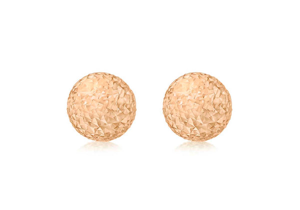 9ct Rose Gold 8mm Diamond Cut Ball Stud Earrings