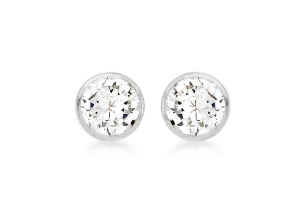 9ct White Gold 5mm Round Zirconia  Stud Earrings