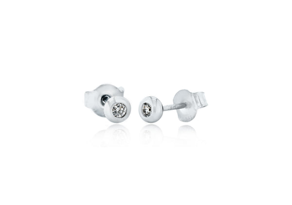 9ct White Gold 0.10ct Diamond 4mm Round Stud Earrings