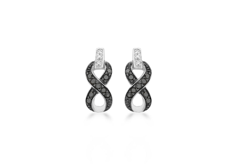 9ct White Gold 0.30t Black and White Diamond Figure 8 Stud Earrings