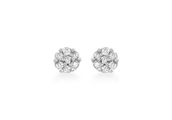 9ct White Gold 0.05t Diamond Cluster 3mm Stud Earrings