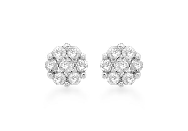 9ct White Gold 0.20t Diamond Cluster 5mm Stud Earrings