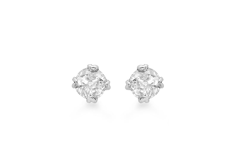 9ct White Gold 0.10ct Solitaire Diamond 2mm Stud Earrings