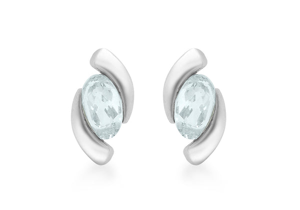 9ct White Gold Aquamarine Stud Earrings