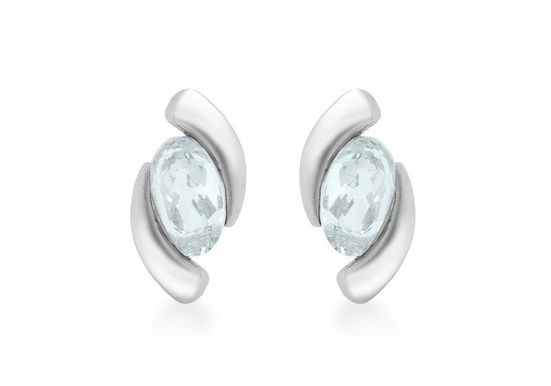 9ct White Gold Aquamarine Stud Earrings