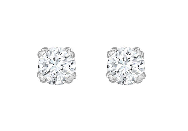 9ct White Gold 0.50ct Solitaire Diamond 4mm Stud Earrings