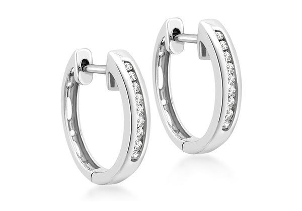 9ct White Gold 0.10ct Diamond Huggy Earrings