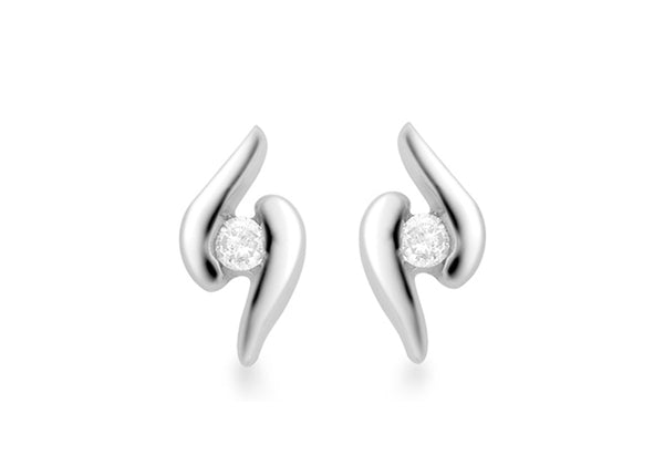 9ct White Gold 0.06t Diamond Swirl Stud Earrings