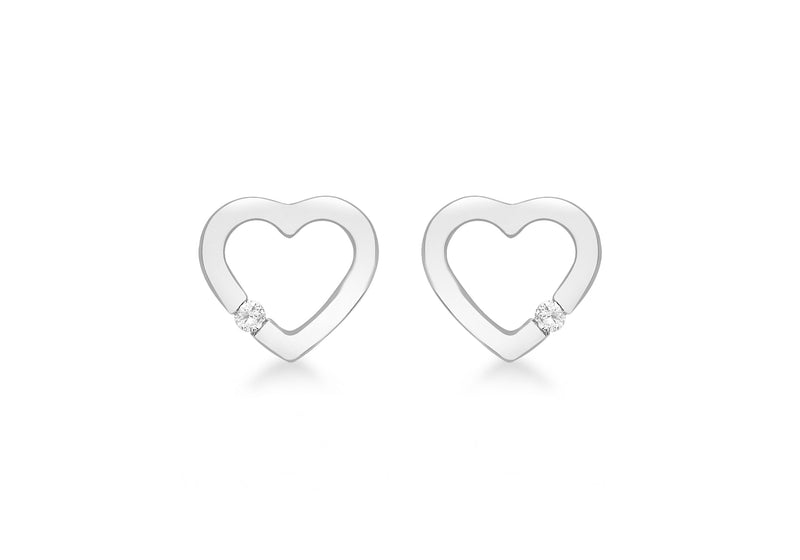 9ct Yellow Gold 0.07ct Diamond Heart Stud Earrings