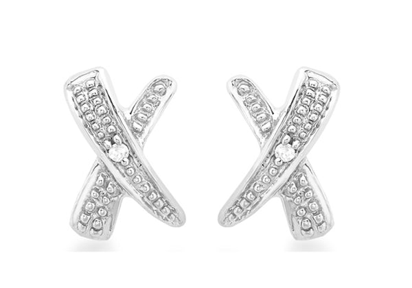 9ct White Gold 0.01t Diamond Kiss Stud Earrings