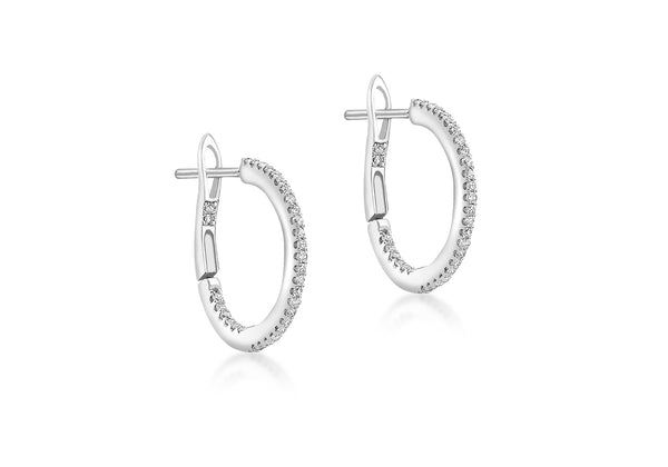 9ct White Gold 0.20t Diamond 14mm Hoop Earrings