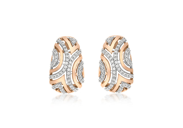 9ct Rose Gold Zirconia  CutoCut urved Drop Earrings