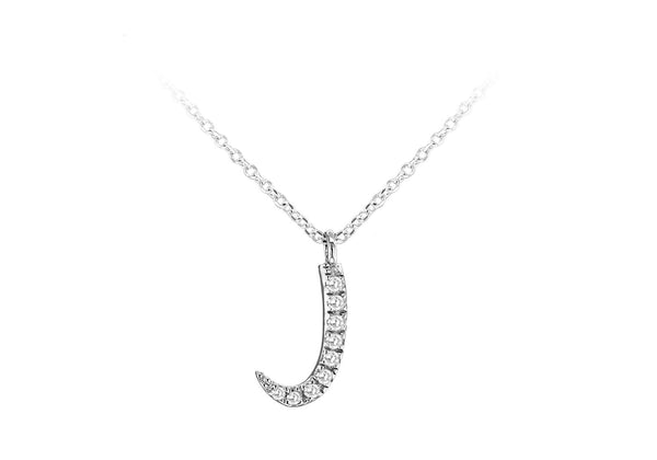 9ct White Gold 0.04ct Diamonds Set 'Initial J' Necklace