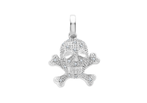 9ct White Gold 0.15t Diamond Skull and Crossbones Pendant