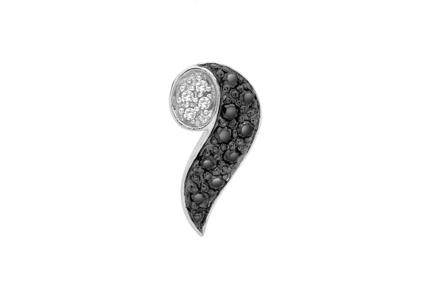 9ct White Gold 0.15t Black and White Diamond Swirl Slider Pendant