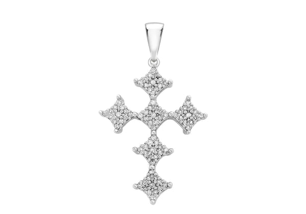 9ct White Gold 0.20t Diamond Cross Pendant