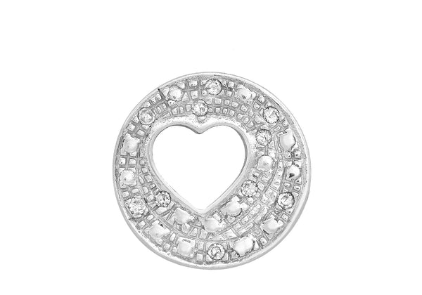 9ct White Gold 0.10ct Diamond 13mm Open-Heart Slider Pendant