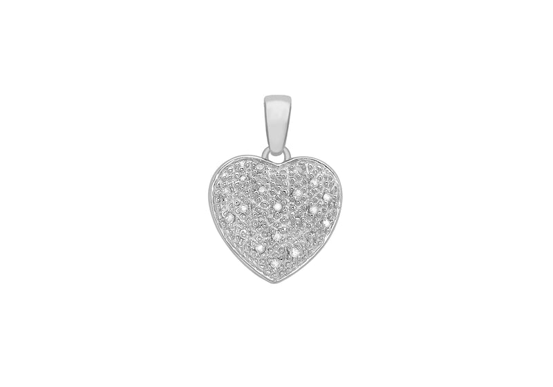 9ct White Gold 0.10ct Diamond Heart Pendant