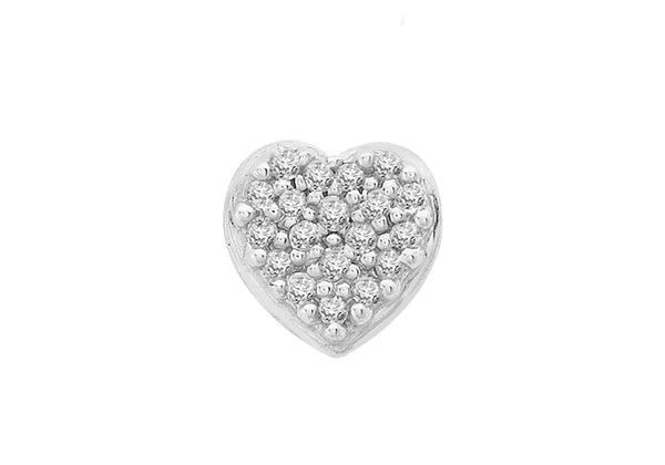 9ct White Gold 0.05t Pave Set Diamond 6mm x 6mm Heart Slider Pendant