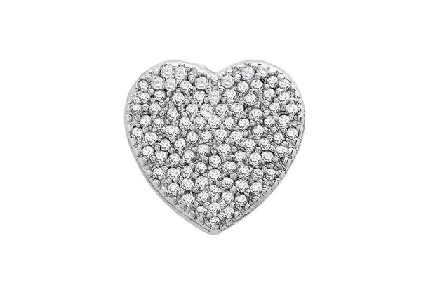 9ct White Gold 0.10ct Pave Set Diamond 7mm x 7mm Heart Slider Pendant