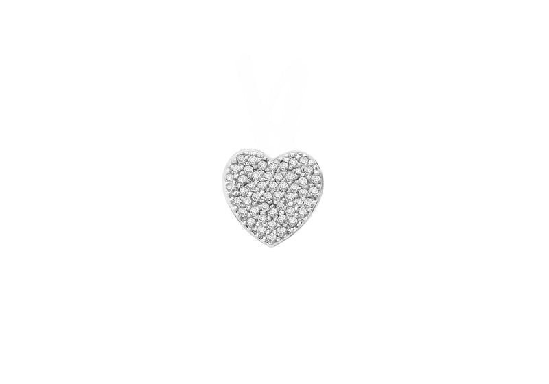 9ct White Gold 0.15t Pave Set Diamond 9mm x 9mm Heart Slider Pendant