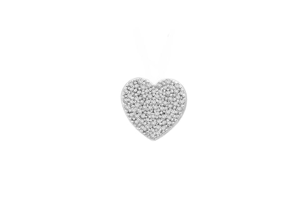 9ct White Gold 0.20t Pave Set Diamond 10mm x 10mm Heart Slider Pendant