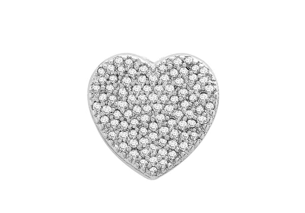 9ct White Gold 0.25t Pave Set Diamond 11mm x 11mm Heart Slider Pendant