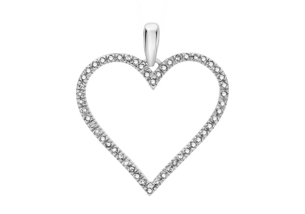 9ct White Gold 0.15t Diamond Heart Pendant