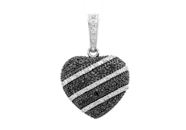 9ct White Gold 0.50ct Black and White Diamond Heart Pendant