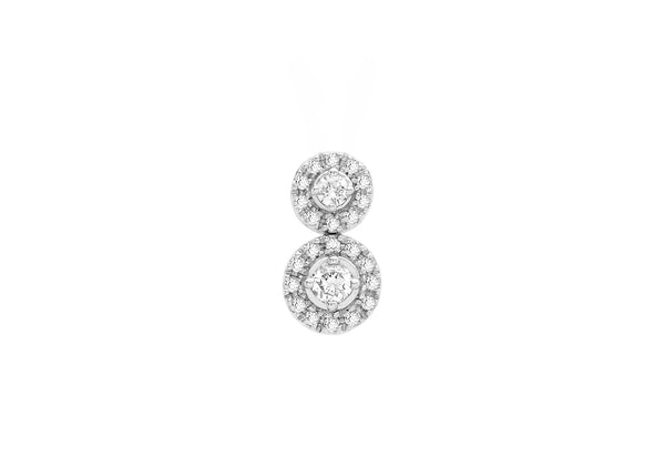 9ct White Gold 0.25t Double Diamond Cluster Slider Pendant