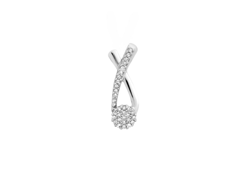 9ct White Gold 0.10ct Diamond Crossover Pendant