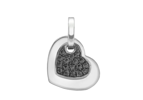 9ct White Gold 0.25ct Black Diamond Double-Heart Pendant