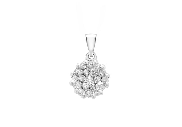 9ct White Gold 0.50ct Diamond Cluster Pendant