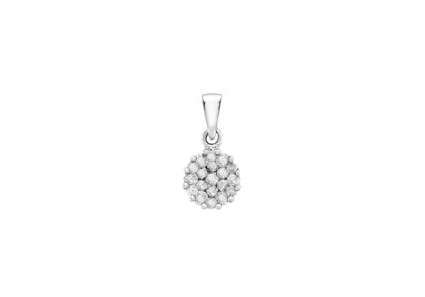 9ct White Gold 0.25t Diamond Cluster Pendant