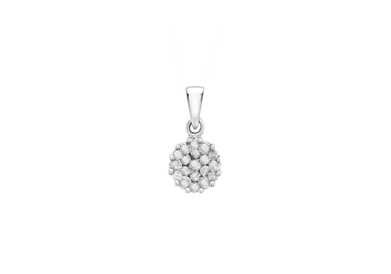 9ct White Gold 0.25t Diamond Cluster Pendant