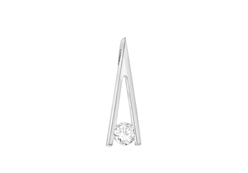 9ct White Gold 0.10ct Diamond Drop Slider Pendant