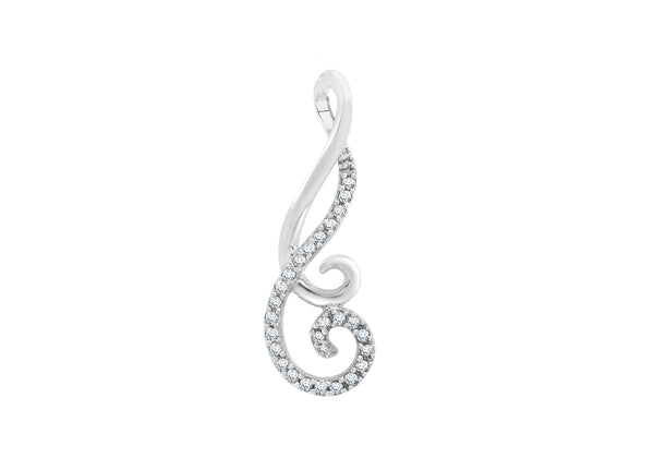 9ct White Gold 0.10ct Diamond Swirl Pendant